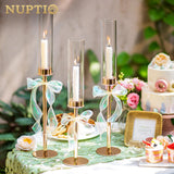 1 x RAW Customer Returns Nuptio Glass Cylinder for Candles Candle Holder Gold 60 55 50cm Large Clear Glass Metal Candlestick Taper Candles Taper Candle Holder Bottomless Cylinder Shade Wedding Party Table Centerpiece Decor - RRP €62.98