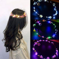 1 x RAW Customer Returns PTHTECHUS 12 PC LED Flower Wreath Headband - Crown Flower Garland Boho Floral Head Crown for Wedding, Festival and Party, Headdress with Decor FKH-12  - RRP €17.0