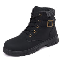 1 x Brand New DADAWEN women s boots snow boots winter shoes spring autumn lace-up ankle boots, black, 36 EU - RRP €60.0