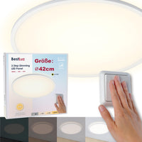 1 x RAW Customer Returns BestLuz LED ceiling light 42cm LED panel ceiling lamp round 24W 2800LM three-stage dimming neutral white 4000K with backlight effect for bathroom bedroom living room kitchen bathroom basement, ultra thin - RRP €40.42