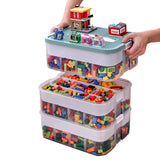 1 x RAW Customer Returns Children s storage box with lid building blocks boxes storage toy box children s room children s box 3 levels stacking boxes storage box storage boxes transparent organizer box separable plastic box - RRP €55.99