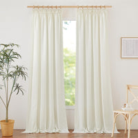 1 x RAW Customer Returns PONY DANCE Linen curtain Boho curtains living room Semi-transparent curtains with ruffle tape Set of 2 H 245 x W 140 cm Linen look curtains Semi-transparent ruffle tape curtain linen, ivory white - RRP €37.26