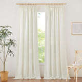 1 x RAW Customer Returns PONY DANCE Linen curtain Boho curtains living room Semi-transparent curtains with ruffle tape Set of 2 H 245 x W 140 cm Linen look curtains Semi-transparent ruffle tape curtain linen, ivory white - RRP €37.26