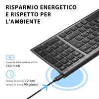 1 x RAW Customer Returns iClever 2.4G Wireless Keyboard, Bluetooth Keyboard Rechargeable, Ultra-Slim Dual-Mode Full-Size Keyboard for Mac, iPhone, Windows, Android, Black - RRP €37.3