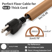 1 x RAW Customer Returns Flexible small cable duct, self-adhesive floor cable bridge, 5M x 2cm flexible cable cover cable protection cable duct easy to cut assembly for all power cables home, school, office, warehouse light brown  - RRP €21.62