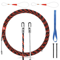 1 x RAW Customer Returns EFUTURETIME pull-in spiral 15M cable pull-in aid fiberglass, 6mm pull wire for empty pipes, pull-in tape with 2 guide springs and 3 lashing straps, cable pull-in rods for cable laying - RRP €20.42