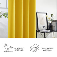 1 x RAW Customer Returns Deconovo Blackout Curtains with Eyelets for Living Room Opaque Curtains Modern Curtains for Children s Room Thermal Insulated, 290 x 140 cm Height x Width , Mustard Yellow, Set of 2 - RRP €51.49