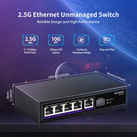 1 x RAW Customer Returns NICGIGA 5 Port 2.5G Ethernet Switch with 10G SFP Uplink, Unmanaged 2.5Gb Network Switch, Plug Play, Desktop Wall Mount, Fanless Metal Design. - RRP €59.98