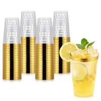 2 x RAW Customer Returns Hejo 60 pieces plastic cups, 360 ml plastic cups, reusable party cups, drinking cups, wine glasses with gold rim for cocktail, champagne, beer, drink, dessert gold  - RRP €49.96