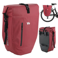 1 x RAW Customer Returns Welhero bicycle bag for luggage rack I 23-28L - 100 waterproof I with carrying handle and shoulder strap I bicycle bag for luggage rack, pannier bag, bicycle bags for the back Merlot  - RRP €42.71