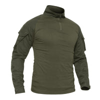 1 x RAW Customer Returns TACVASEN Men s Combat Shirts Tactical Outdoor Shirt Long Sleeve Bundeswehr Shirt Slim Fit Military T-Shirt Breathable Airsoft Paintball Shirt L, Army Green  - RRP €44.35