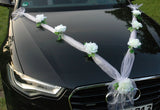 1 x RAW Customer Returns Organza M Car Jewelery Bride Couple Rose Decoration Car Decoration Wedding Car Wedding Decoration Garland Car White White  - RRP €16.13