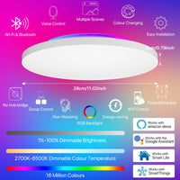 1 x RAW Customer Returns LUTW LED ceiling light dimmable 24W 2400LM, smart LED ceiling lamp RGB with remote control, color change controllable via app, compatible with Alexa and Google Assistant for living room bedroom 28CM - RRP €25.99