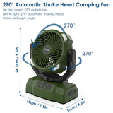 1 x RAW Customer Returns Simpeak 10000mAh Camping Fan Table Fan, USB Fan Quiet, Automatic Head Shaking Fan with Remote Control and LED Light 4 Speed 540 Rotation - Green - RRP €33.99