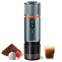 1 x RAW Customer Returns CONQUECO Portable Espresso Machine Electric Coffee Maker 12V Car Travel Espresso Machine - Self-Heating 8 Cups Battery Operated, Compatible with Nespresso Capsules - for Camping - Smoke Blue  - RRP €131.41