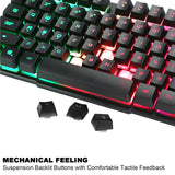 1 x RAW Customer Returns BAKTH Gaming Keyboard and Mouse Set, LED Backlight QWERTZ DE Layout, Rainbow Colors Illuminated USB Waterproof with 2400 DPI for Pro PC Gamer - RRP €33.26