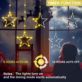 1 x RAW Customer Returns GlobaLink light curtain window for Christmas, battery operated 5 star curtain lights with 8 modes, IP65 waterproof star fairy lights with timer for wedding balcony window warm white and colorful  - RRP €28.99