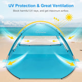 1 x RAW Customer Returns WolfWise Easy to set up beach tent UPF 50 beach tent baby uv protection 50 for 2-3 people, lightweight cabana, mint green - RRP €30.84