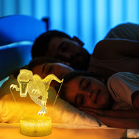 1 x RAW Customer Returns 3D Dinosaur Night Light for Kids Optical Illusion Lamp, Dinosaur Toys Gifts for Boys, 16 Colors Bedside Lamp with Remote Control - RRP €18.14