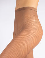 1 x RAW Customer Returns CALZITALY Fishnet Tights with Comfort Insole, Professional Dance Stockings, Natural Tanned, Black, SML XL, Italian Hosiery S, Natural  - RRP €24.13