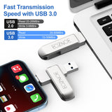 1 x RAW Customer Returns EOZNOE 128GB USB Stick for Phone Flash Drive, 3-in-1 Phone Memory Stick USB 3.0 External Storage, Phone Photo Stick Memory Expansion Compatible with Phone Pad Android PC Mac  - RRP €21.01