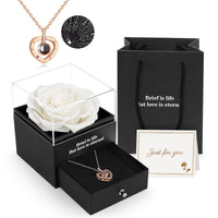 1 x RAW Customer Returns ADAZ Eternal Real Rose with I Love You Necklace, Preserved Rose Flowers Jewelry Gift Box for Valentine s Day Mother s Day Wedding Anniversary Birthday Gift for Her Women Girlfriend Wife - RRP €29.99