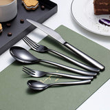 1 x RAW Customer Returns 30 Piece Black Cutlery Set, Stainless Steel Black Cutlery Set, Titanium Plated Black Cutlery Set, Black Utensil Set Serving Set for 6 Gloss Black  - RRP €38.09