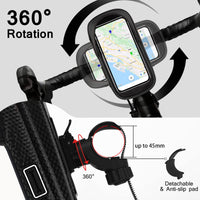 1 x RAW Customer Returns Vitalismo Waterproof Cell Phone Holder Bicycle Handlebar Bag 360 Rotatable Bicycle Mount Cell Phone Holder Bicycle Handlebar Bag Bicycle Bag with Rain Cover for 7 Inch Smartphone GPS - RRP €23.99