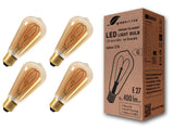 1 x RAW Customer Returns 4x greenandco Vintage filament LED lamp gold E27 ST64 5W 400lm 2000K extra warm white 360 230V flicker-free, not dimmable, 2 year guarantee - RRP €34.99