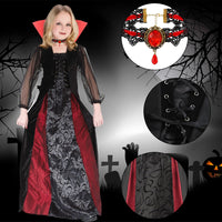 1 x RAW Customer Returns Mrsclaus Vampire Costume Girls Halloween Queen Costume Vampire Dress Fancy Dress with Collar and Children s Vampire Teeth Vampire Necklace Carnival Theme Party Dracula Cosplay Party C025XL - RRP €26.21