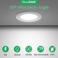 1 x RAW Customer Returns ALUSSO LED ceiling spots 5W 350lm, cold white 6500K mini slim LED recessed spotlight 230V, ultra flat recessed spot 75-85mm, IP44 LED spots for bathroom, living room, kitchen, set of 6 - RRP €17.99