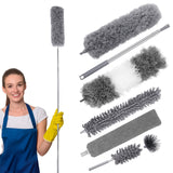 1 x RAW Customer Returns  Duster Cleaning Kit, Extendable Microfiber Duster Kit with Extra Long Handle and 5 Different Replacement Heads and Ceiling Fans Lights Curtains Cars - RRP €22.8