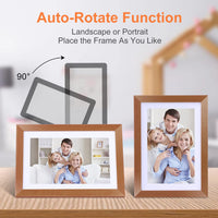 1 x RAW Customer Returns Digital Photo Frame WiFi 10.1 inch, okulaku Touch Electronic Smart Photo Frame HD IPS 16 GB Memory, Automatic Rotation, Adjustable Brightness, iOS and Android App, light brown - RRP €76.63