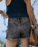 1 x RAW Customer Returns ANCAPELION Women s Denim Shorts Ripped Jeans Shorts Mid Waist Frayed Hem Hot Pants Used Look Shorts for Summer A-Black S - RRP €32.26