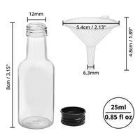 1 x RAW Customer Returns BELLE VOUS Small liquor bottles pack of 48 - 25ml - Reusable small bottles for filling made of plastic with black screw cap, liquid funnel for pouring and filling - RRP €22.16