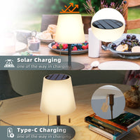 1 x RAW Customer Returns Postlucky Solar Table Lamp Outdoor LED Battery Table Lamp Wireless Dimmable 2in1 Solar Charging USB Charging IP44 Waterproof Table Lamp Wireless for Indoor Outdoor Garden Restaurant Gray  - RRP €29.14