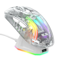 1 x RAW Customer Returns ATTACK SHARK X2 Pro Wireless Gaming Mouse with Charging Station, Silent Bluetooth Mouse Tri-Mode BT5.0 2.4G Wired , RGB Ergonomic Mouse 4000DPI, Transparent Shell, PC Mac Tablet, White - RRP €32.99