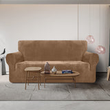 1 x RAW Customer Returns Granbest Super Soft Velvet Sofa Cover 3 Seater 1 Piece Stylish Luxury Plush Sofa Cover with Foam Rods Spandex Thickened Furniture Protector Couch Cover 3 Seater, Camel  - RRP €44.36