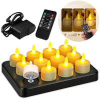 1 x RAW Customer Returns Rikiss LED candles with timer function, LED tea lights with remote control, 100 hours, flameless, candle light, timer, waterproof, flickering candles, tea lights for decoration, weddings, bar, yellow, 12 pieces - RRP €114.95