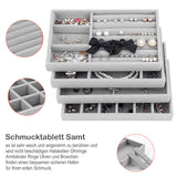 1 x RAW Customer Returns Duscdesp 4 Pieces Jewelry Storage Drawer, Jewelry Tray, Jewelry Box Velvet Jewelry Organizer Stackable, Jewelry Organizers for Jewelry, Earrings, Bracelet, Rings Storage Gray  - RRP €14.4