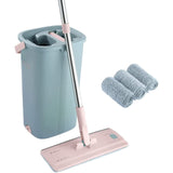 1 x RAW Customer Returns EasyGleam mop and bucket set. Pink flat microfiber mop with stainless steel handle, innovative double chamber bucket for wet and dry use. 2 reusable pads, suitable for all floors. - RRP €72.23