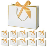 1 x RAW Customer Returns 10 Pieces Gift Bags with Handle, Paper Gift Bags with Bow Tie for Birthday Wedge Party Festival Christmas 32 25 11cm White  - RRP €22.8