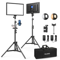 1 x RAW Customer Returns RaLeno Photographic Light 384 LED Lighting Kit with Tripod, Built-in 8000mAh Battery, 3200-5600K Bi-color Dimmable CRI95 for YouTube Photography Studio Video Shooting - RRP €144.79