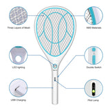 1 x RAW Customer Returns Night Cat Electric Fly Swatter Electric Extra Strong 3000V Electric Mosquito Fly Killer Electric Fly Catcher Fly Trap Racket Mosquitoes Mosquito Insect Zapper USB Rechargeable - RRP €22.39