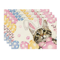 25 x Brand New Artoid Fashion Cat Easter Eggs Easter Set of 4 Placemats, 30x45cm Spring Banquet Table Mats Washable Placemats Kitchen Party Decoration - RRP €190.0