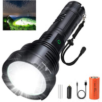 1 x RAW Customer Returns SENDALE LED flashlight extremely bright 100,000 lumens CREE flashlights, XHP90 flashlight battery operated, IP67 waterproof, 5 light modes rechargeable USB-C for camping, equipment, military, outdoor - RRP €42.35