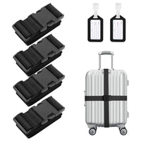 1 x RAW Customer Returns Flintronic Nylon Luggage Straps, 4 Pack Adjustable Travel Luggage Suitcase Belts, Includes 4 Luggage Tags for ID Tags-Black - RRP €9.99