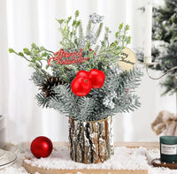 9 x Brand New Artificial Table Christmas Tree Decorated, 35 cm Small Christmas Tree Table, Christmas Tree mini, Fir tree for table, with Christmas decoration berries, real pine cones for Christmas decoration - RRP €99.81