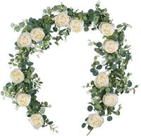 1 x RAW Customer Returns SHACOS 6FT 185cm Artificial Flower Garland Champagne Artificial Flower Garland Rose Garland Peonies Eucalyptus Hanging Garland for Wedding, Decoration, Party - RRP €18.29