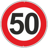 1 x RAW Customer Returns Pubblimania Maximum speed 50 km Opening hours Traffic sign sign made of aluminium round 3 mm thick for outdoor use 30 Maximum speed 50 km hours  - RRP €19.99